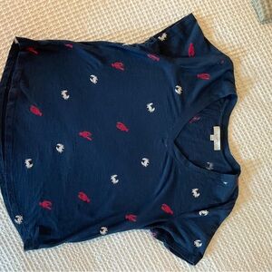 LOFT Navy Tee with Red and White Accents